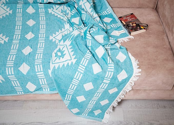 Bersuse 100% Cotton Belize XL Throw Blanket Turkish Towel Beach Blanket - Image 3