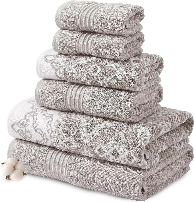 Modern Threads Charlize 6-Piece 100% Cotton Towel Set – Reversible Yarn Dyed by ModernThreads