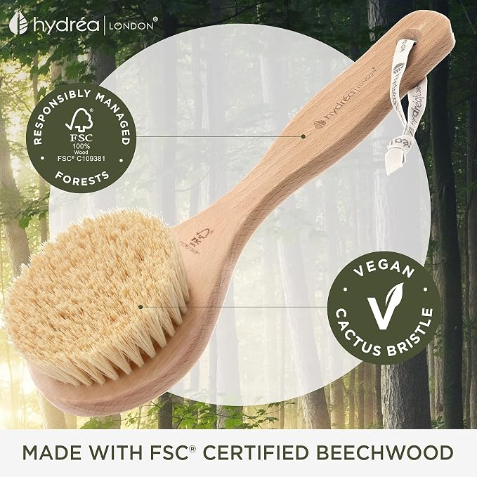 Hydrea London Dry Body Brush – Premium Exfoliating Dry Skin Brush Cactus Bristle - Image 3