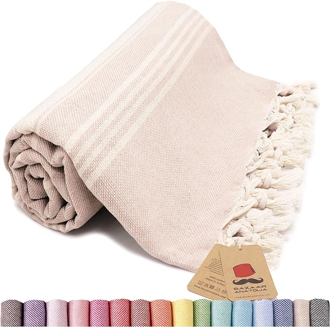 Bazaar Anatolia Turkish Beach Towel – 100% Cotton, Quick Dry, Sand Free Towel by BazaarAnatolia
