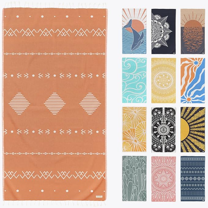 FESHKA Sand Proof Turkish Beach Towel – Oversized, Quick Dry & Lightweight by FESHKA