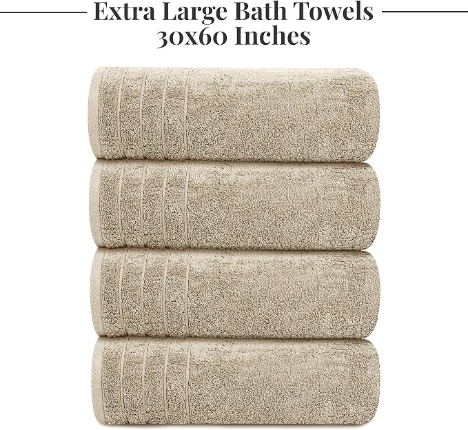Tens Towels Pack of 4 Extra Large Bath Towels 30 x 60 Inches, 100% Cotton - Image 5