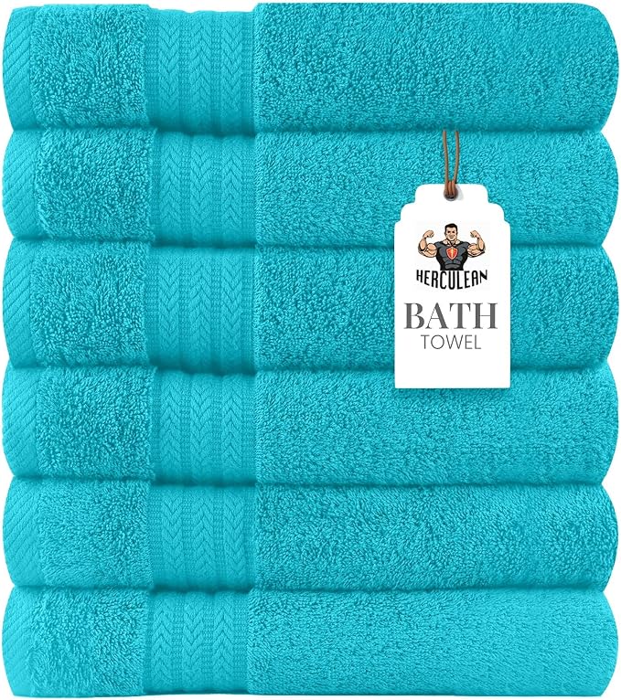 HERCULEAN Large Bath Towels 24 x 50 Pack of 6 | Quick Dry and Highly Absorbent by Unknown