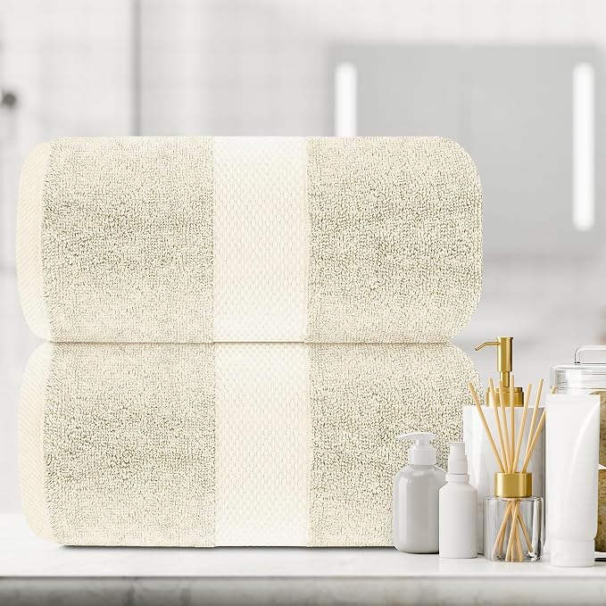 White Classic Luxury Soft Ivory Bath Sheet Towels - Image 5