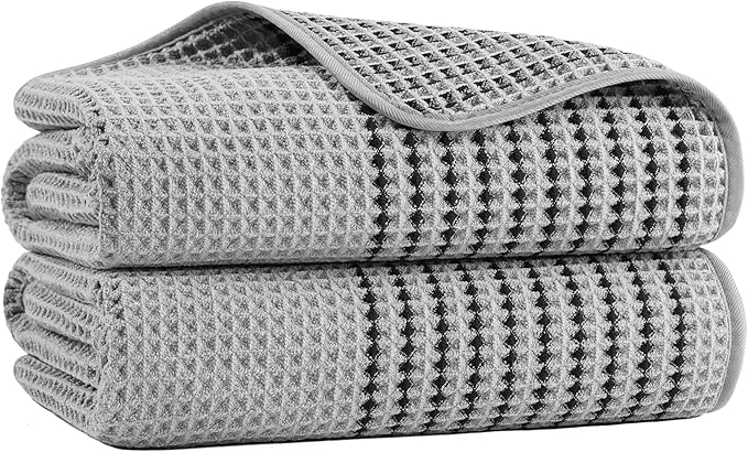 MICROFI New Microfiber Waffle Bath Towels, 2 Pieces, Fast Drying, Lint Free 430 by Unknown