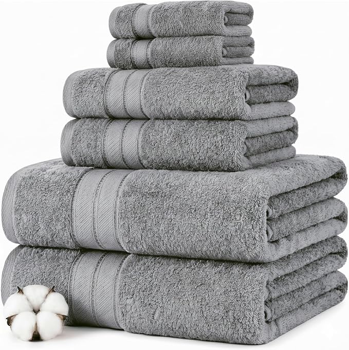 Modern Threads - Spun Loft 6-Piece 100% Combed Cotton Towel Set - Bath Towels by ModernThreads