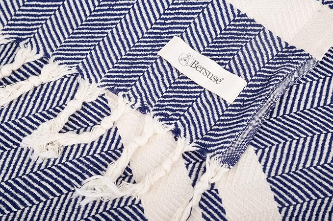 Bersuse 100% Cotton Herringbone XL Throw Blanket - Image 7