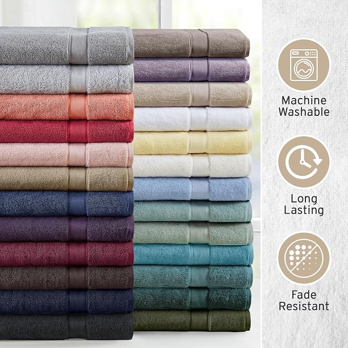 Madison Park 800GSM Bathroom Towel Set of 8 100% Cotton Bath Towel Set - Image 6