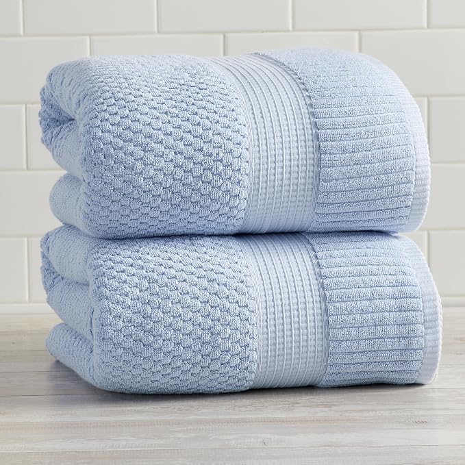 NY Loft 2 Pack Bath Sheet Towel Set | 100% Cotton | Absorbent Quick-Dry - Image 2