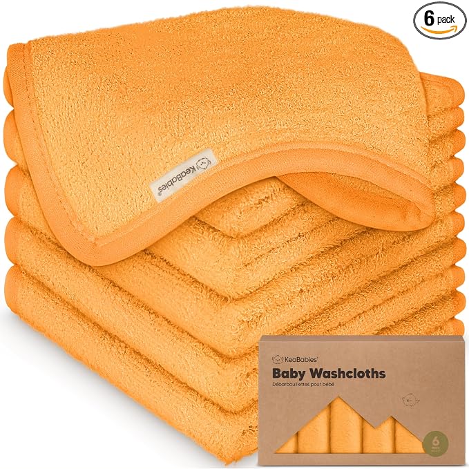 6-Pack Baby Washcloths – Soft Absorbent Viscose from Bamboo Washcloths by KeaBabies