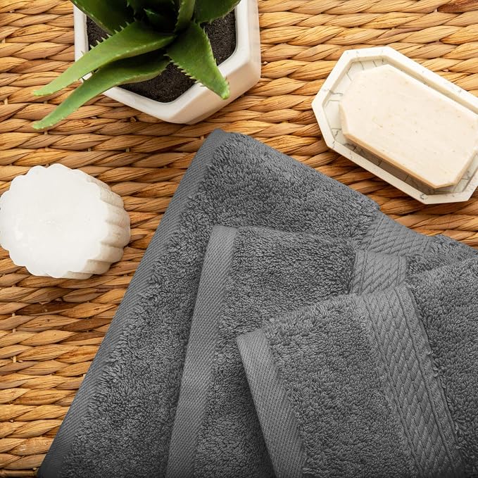 SUPERIOR Egyptian Cotton Pile 3 Piece Towel Set, Includes 1 Bath, 1 Hand - Image 3