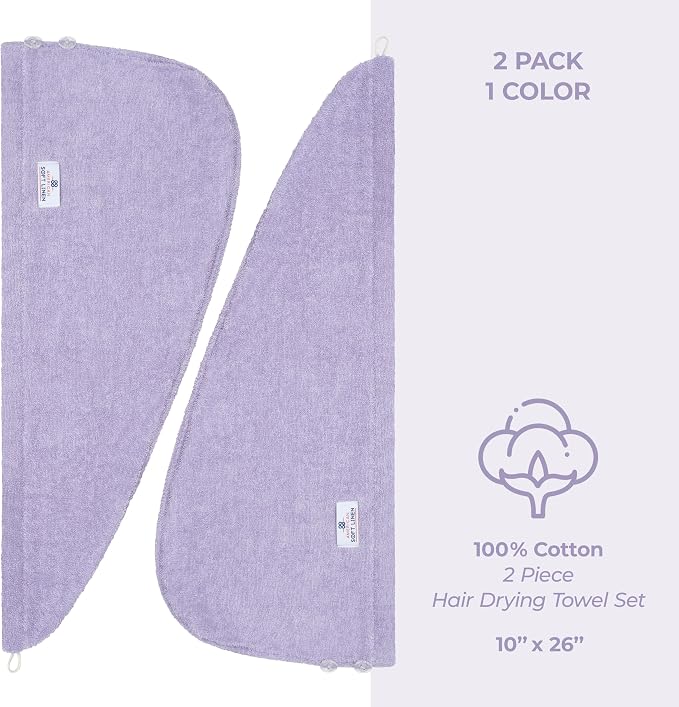 American Soft Linen 100% Cotton Hair Towels - Image 4