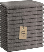 Basic Hand Towels 16x26 Inches – Pack of 12 – Grey Color – Soft and Absorbent by TEXTILA