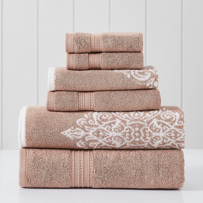 Modern Threads 6 Piece Reversible Yarn Dyed Jacquard Towel Set Artesia Damask by ModernThreads