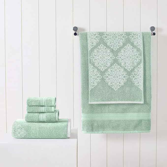 Modern Threads 6 Piece Reversible Yarn Dyed Jacquard Towel Set Artesia Damask - Image 2