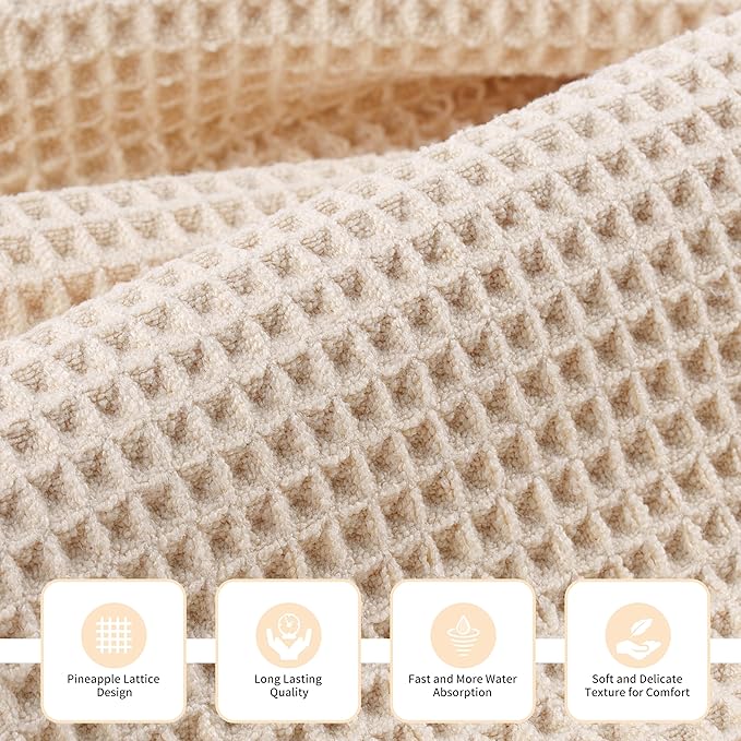 MICROFI New Microfiber Waffle Bath Towels, 3 Pieces, Fast Drying, Lint Free - Image 2