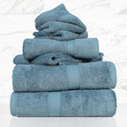 SUPERIOR Solid Egyptian Cotton Towel Set, Washcloths 13” x 13”, Hand Towels 20” by SUPERIOR