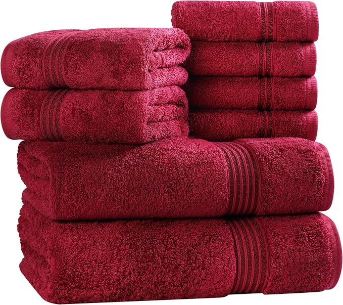Superior Egyptian Cotton 8-Piece Towel Set, Guest Bath Decor Essentials - Image 2