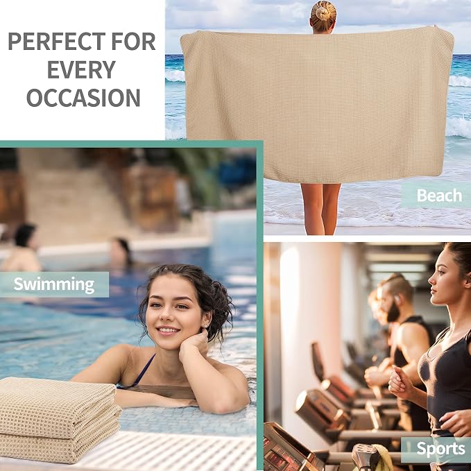 Microfiber Waffle Bath Towels, 4 Pieces, Fast Drying, Lint Free 430 GSM - Image 7