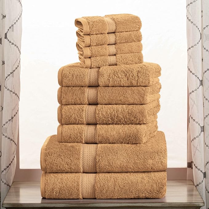 SUPERIOR Egyptian Cotton Pile 10 Piece Towel Set, Includes 2 Bath, 4 Hand - Image 2