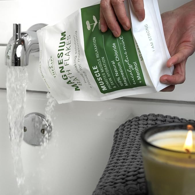 Village Naturals Therapy Muscle Magnesium Bath Flakes, Eucalyptus, Mint & - Image 5