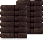 Cotton Craft - 12 Pack - Ultra Soft Extra Large Wash Cloths 12x12 Chocolate - by COTTONCRAFT