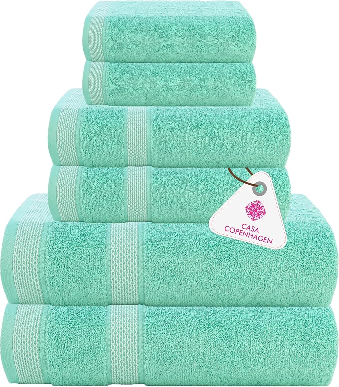 CASA COPENHAGEN Solitaire 6Pcs 100% Egyptian Cotton Large Designer Towels Gift by CASACOPENHAGEN