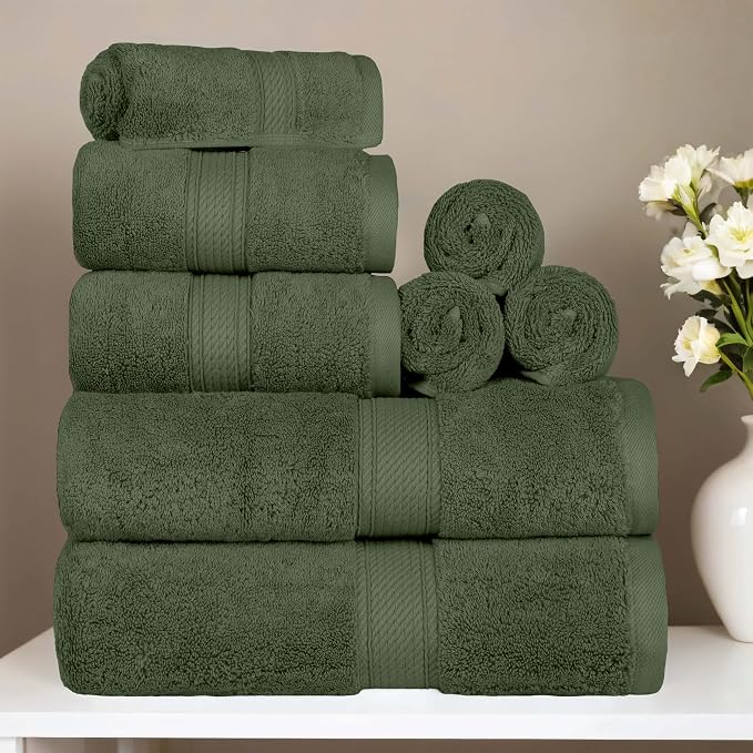 Superior Egyptian Cotton Pile 8 Piece Towel Set, Includes 2 Bath, 2 Hand - Image 2