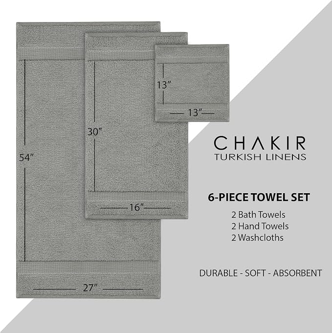 Chakir Turkish Linens Luxury Spa and Hotel Quality Premium Cotton 6-Piece Towel - Image 6