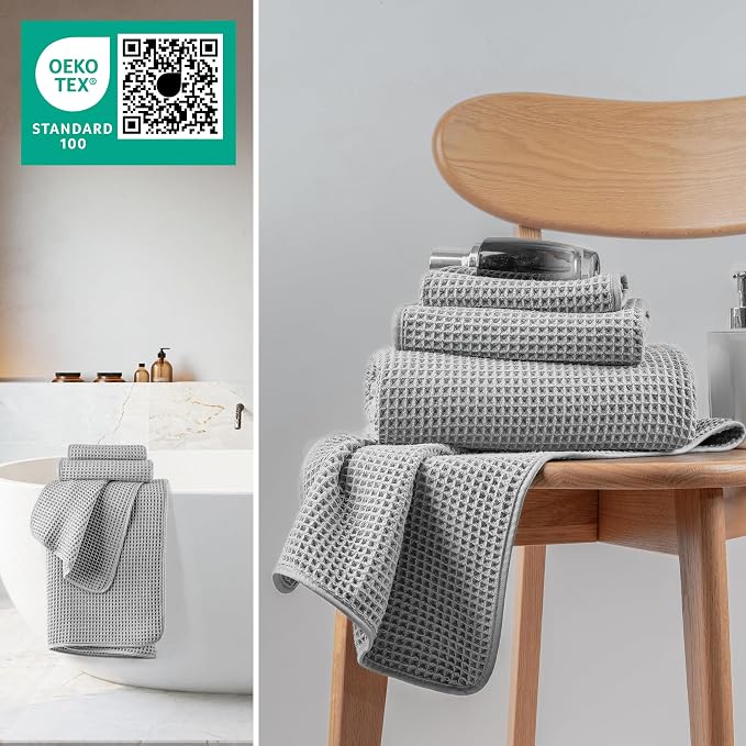 MICROFI New Microfiber Waffle Bath Towels, 3 Pieces, Fast Drying, Lint Free - Image 4