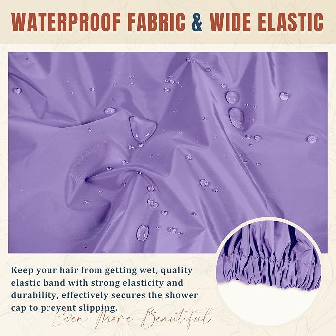Reusable Shower Cap for Women, Large Waterproof Shower Bonnet - Image 6