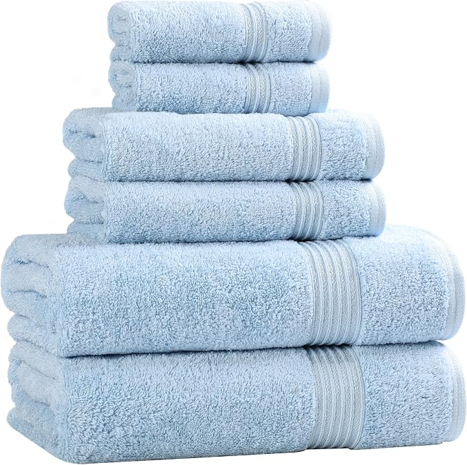 Superior Egyptian Cotton 6-Piece Towel Set, Bathroom Essentials, Towels by SUPERIOR