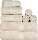SUPERIOR Egyptian Cotton Pile 8 Piece Towel Set, Includes 2 Bath, 2 Hand by SUPERIOR