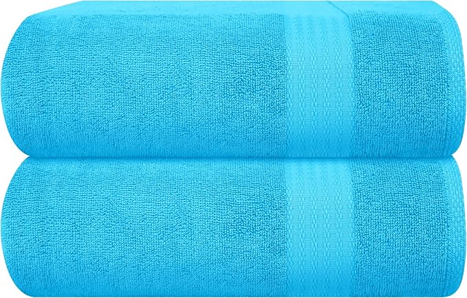 GLAMBURG Premium Cotton Oversized 2 Pack Bath Sheet 35x70-100% Pure Cotton by GLAMBURG