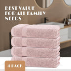 White Classic Pink Bath Towels 27x54 Inch, Cotton Towel Set - Image 4