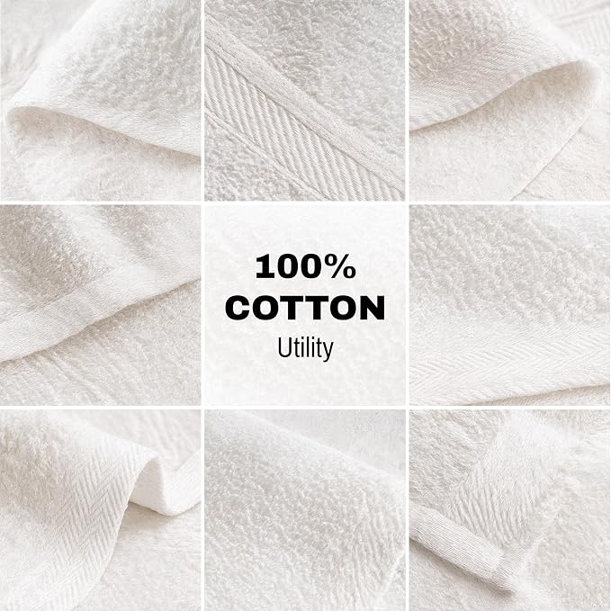 JMR White Bath Towels Bulk Pack of 12 - Image 6