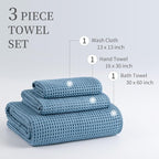 MICROFI Microfiber Waffle Bath Towels, 3 Pieces, Fast Drying, Lint Free - Image 3