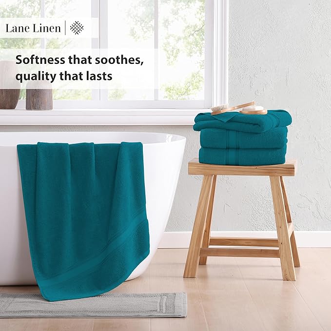 LANE LINEN 100% Cotton Oversized Bath Towels Set of 4 - Image 5