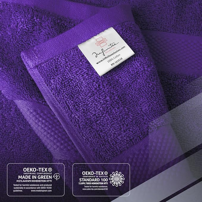 Infinitee Xclusives Luxury 100% Cotton Towel Set – 8 Piece Bathroom Towel Set – - Image 5