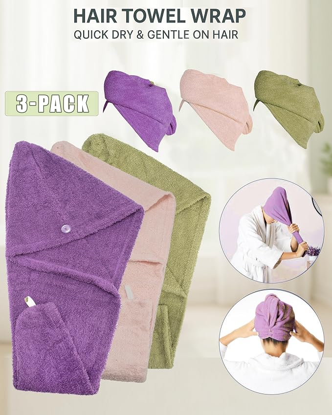 Textila 100% Cotton Hair Wrap Towels - Image 3