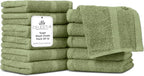 100% Cotton Wash Cloth for face & Body Set of 12, Sustainable, Highly Absorbent by VillaCelestia