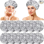 12 Pieces Deep Conditioning Caps Aluminum Foil Reusable Hair Processing Hair by Willbond+Technology+Limited