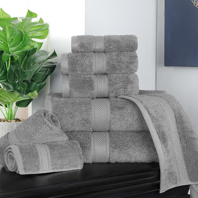SUPERIOR Egyptian Cotton Pile 8 Piece Towel Set, Includes 2 Bath, 2 Hand - Image 2