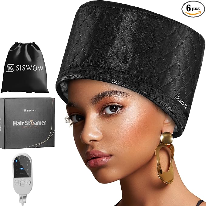Hair Steamer for Natural Hair Home Use w/10-level Heats Up Quickly, Heat Cap by SISWOW