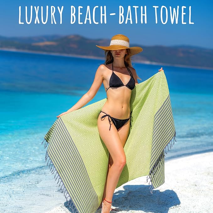 RAY SILVER Turkish Beach Towel – 100% Turkish Cotton 40"x71" Quick Dry - Image 2
