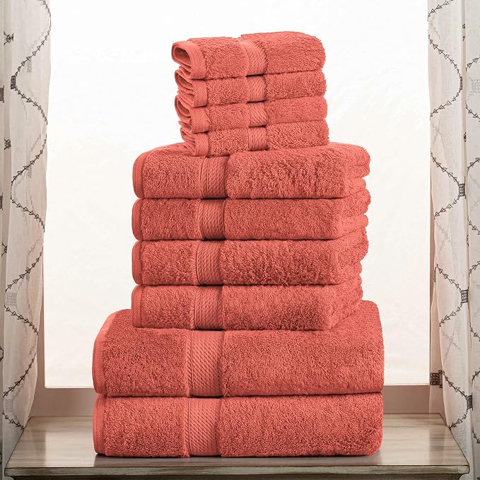 SUPERIOR Egyptian Cotton Pile 10 Piece Towel Set, Includes 2 Bath, 4 Hand - Image 2