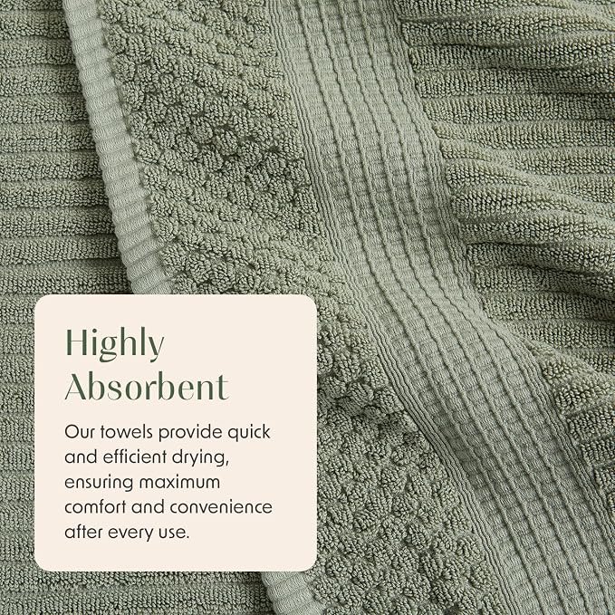 Springtree Home 100% Cotton Towel Set 6 Piece Set | Super Soft & Absorbent - Image 8