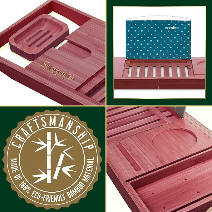 SereneLife Premium Bathtub Tray Caddy - Image 7