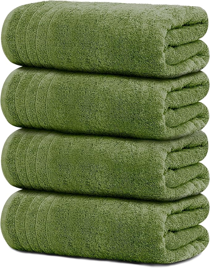 Tens Towels Pack of 4 Extra Large Bath Towels 30 x 60 Inches, 100% Cotton by TensTowels