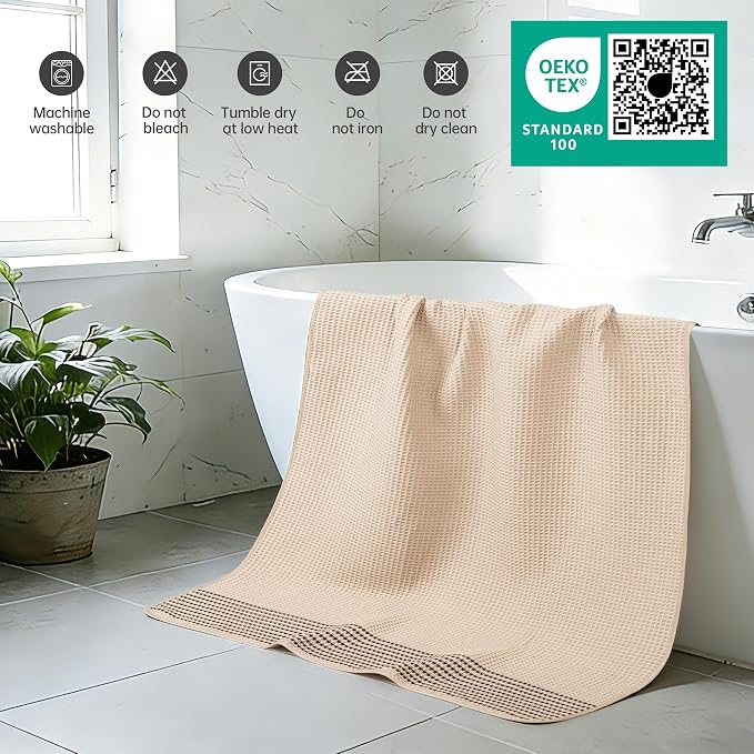 MICROFI New Microfiber Waffle Bath Towels, 2 Pieces, Fast Drying, Lint Free 430 - Image 5
